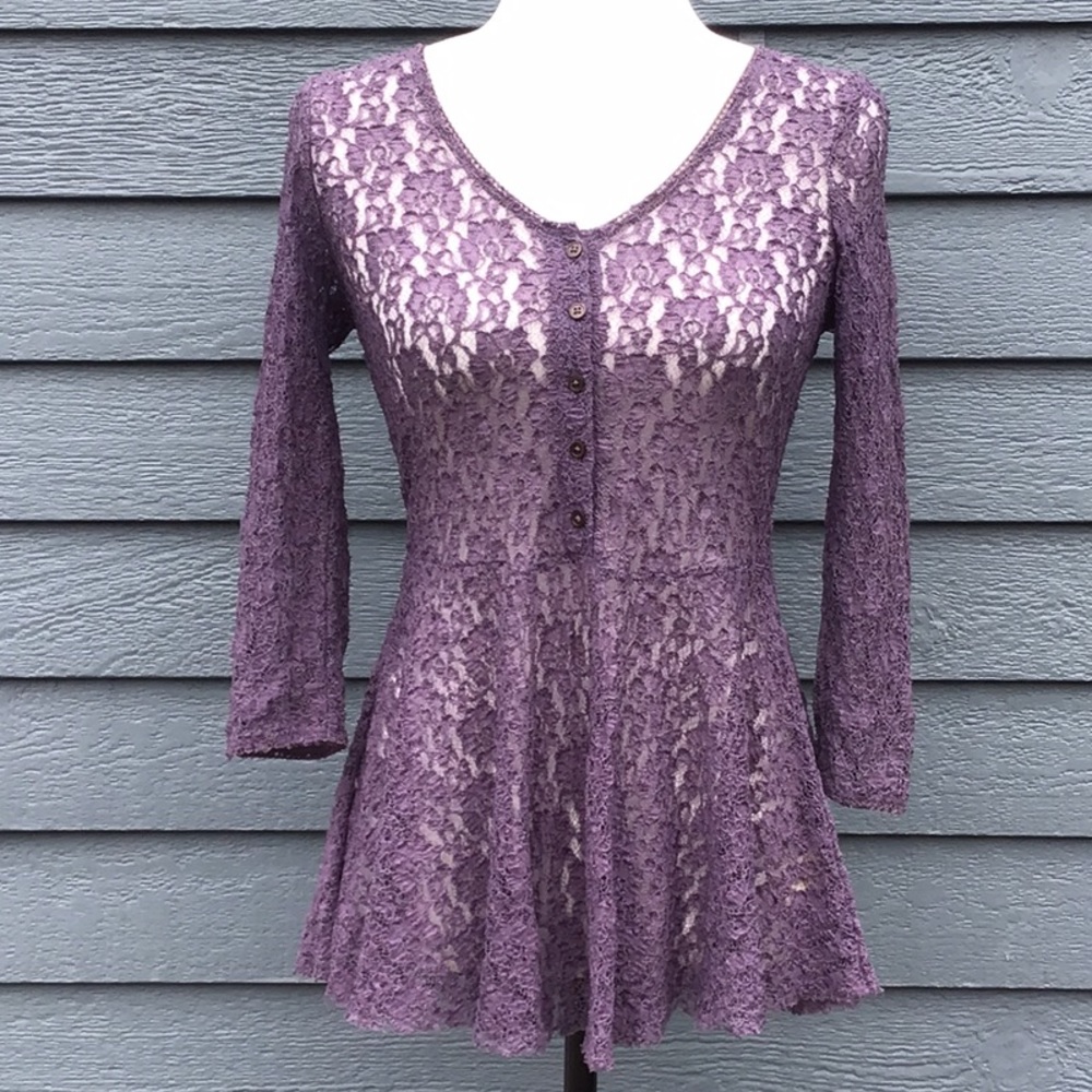 Free People Lace Peplum Top